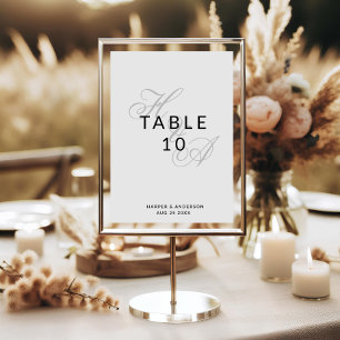 Modern Elegant Script Monogram Wedding Table Number
