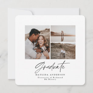 modern elegant script multi photo graduate holiday card