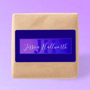 Modern Elegant Script Name & Monogram Ombre Purple