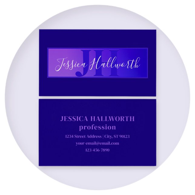 Modern Elegant Script Name & Monogram Ombre Purple (Creator Uploaded)