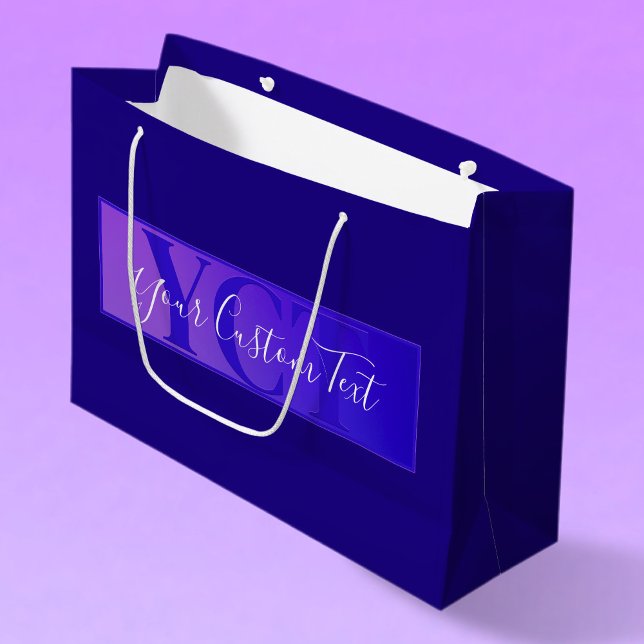 Modern Elegant Script Name & Monogram Ombre Purple Large Gift Bag (Creator Uploaded)