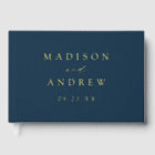 Modern Elegant Script Navy Photo Wedding
