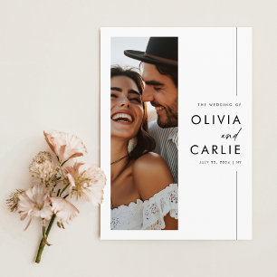 Modern Elegant Script Photo Budget Wedding Invitation