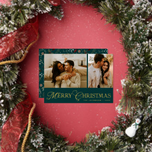 Modern Elegant Script Photo Collage Gold Christmas
