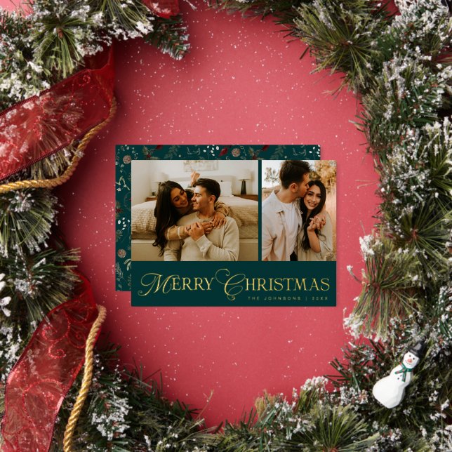Modern Elegant Script Photo Collage Gold Christmas (Insitu)