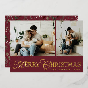 Modern Elegant Script Photo Collage Gold Christmas