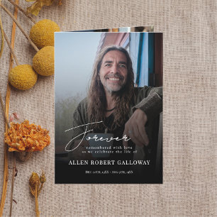 Modern Elegant Script Photo Folded Funeral Program Programme