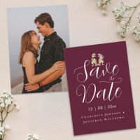 Modern Elegant Script Photo Funny Dinosaur Wedding