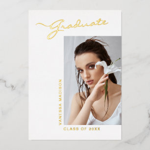 Modern Elegant Script Photo   Grad Announcement