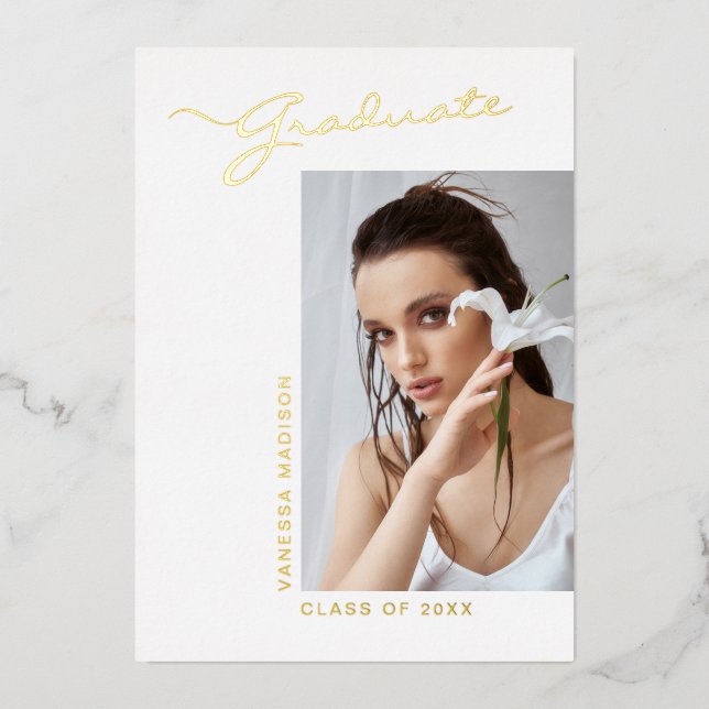 Modern Elegant Script Photo | Grad Announcement (Front)