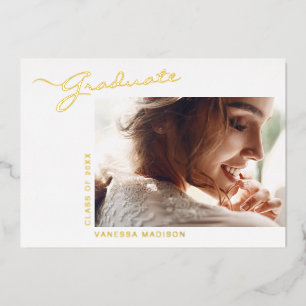 Modern Elegant Script Photo Grad Announcement