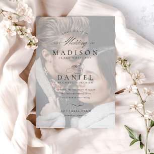 Modern Elegant Script Photo Overlay Wedding Invitation