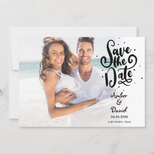 Modern Elegant Script Photo Save The Date Invitation