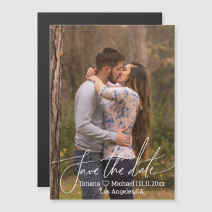 Modern Elegant Script Photo Save the Date magnet