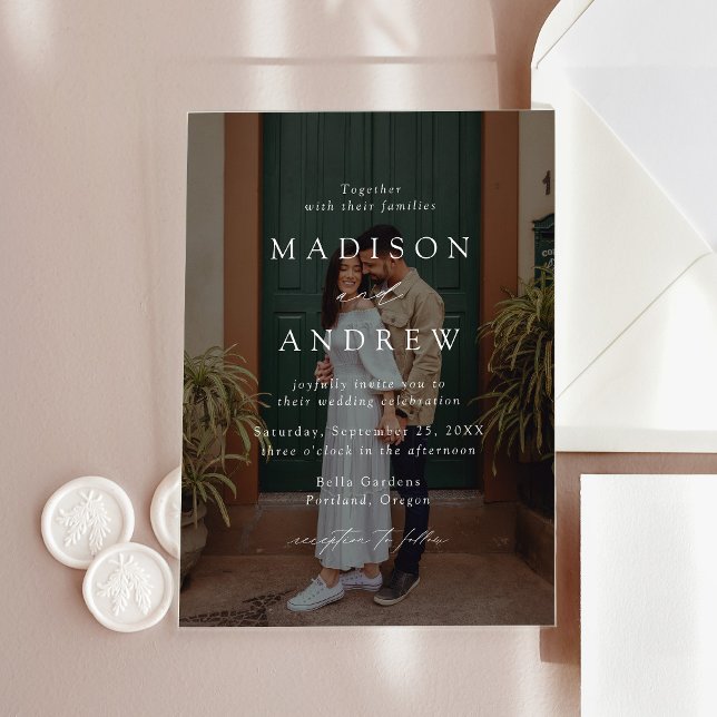 Modern Elegant Script Photo Wedding Acrylic Invitations (Creator Uploaded)