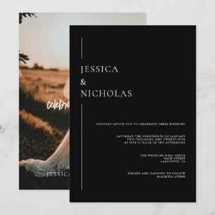 Modern Elegant Script Photo Wedding Classic Invitation