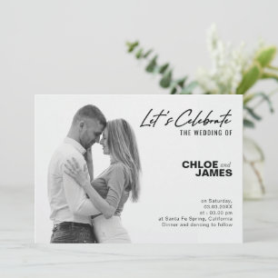 Modern Elegant Script Photo Wedding Invitation
