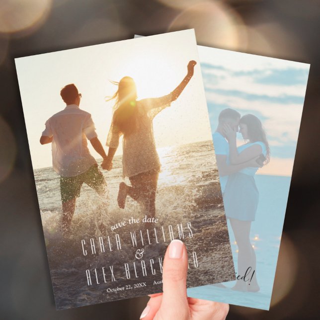 Modern Elegant Script Photo Wedding Save The Date (Creator Uploaded)