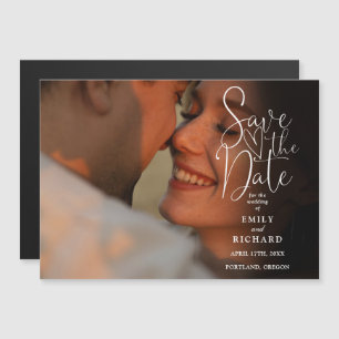 Modern Elegant Script Photo Wedding Save The Date Magnetic Invitation