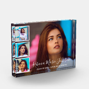 Modern Elegant Script Picture Collage Graduation Photo Block