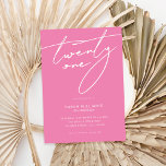 Modern Elegant Script Pink 21st Birthday Party Invitation<br><div class="desc">Modern minimalist 21st birthday party invitation featuring simple design with elegant handwritten script typography.</div>