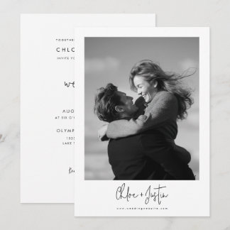 Modern Elegant Script Polaroid Photo Wedding Invitation