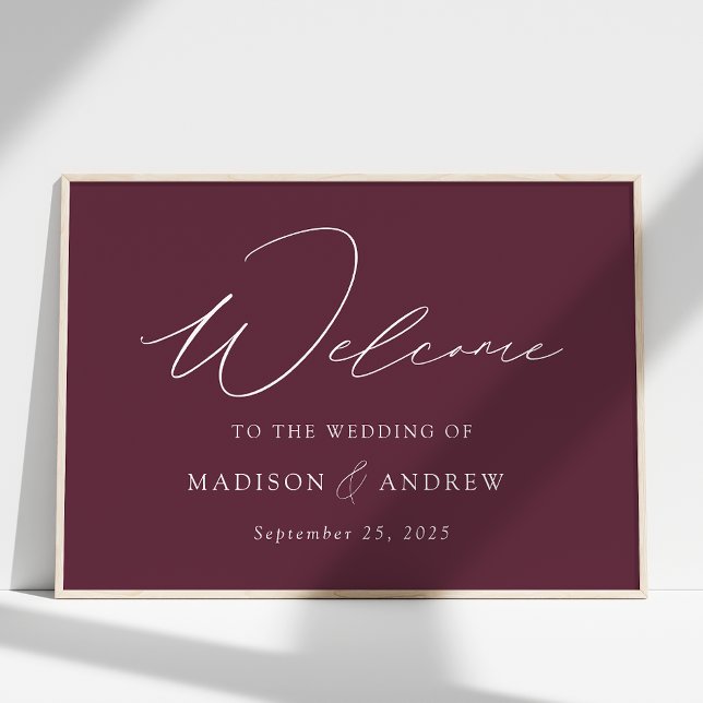 Modern Elegant Script Purple Wedding Welcome Poster (Creator Uploaded)