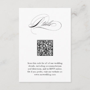 Modern Elegant Script QR Code Wedding Details Enclosure Card