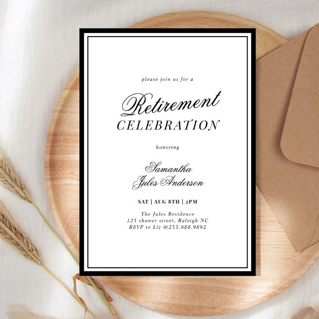 Modern Elegant Script Retirement Celebration Invitation (Creator Uploaded)