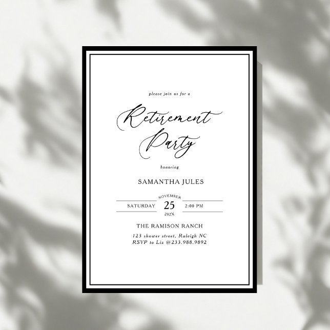 Modern Elegant Script Retirement Party Invitation (Creator Uploaded)