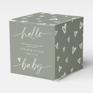 Modern Elegant Script Sage Green Baby Shower Favour Box