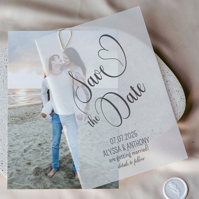 Modern Elegant Script Save the Date Vellum Invitations (Creator Uploaded)