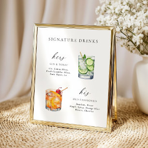 Modern Elegant Script Signature Drinks Cocktail Poster