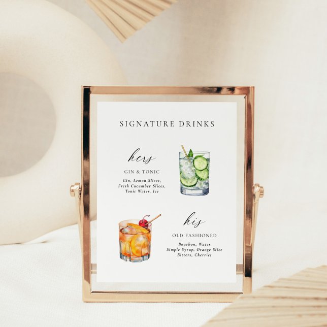 Modern Elegant Script Signature Drinks Cocktail Poster (Creator Uploaded)