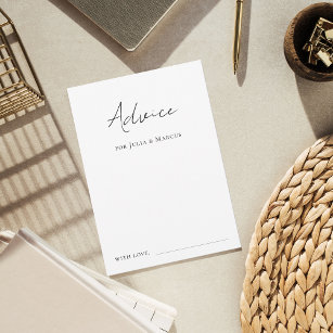 Modern Elegant Script Simple MInimal Plain Wedding Advice Card