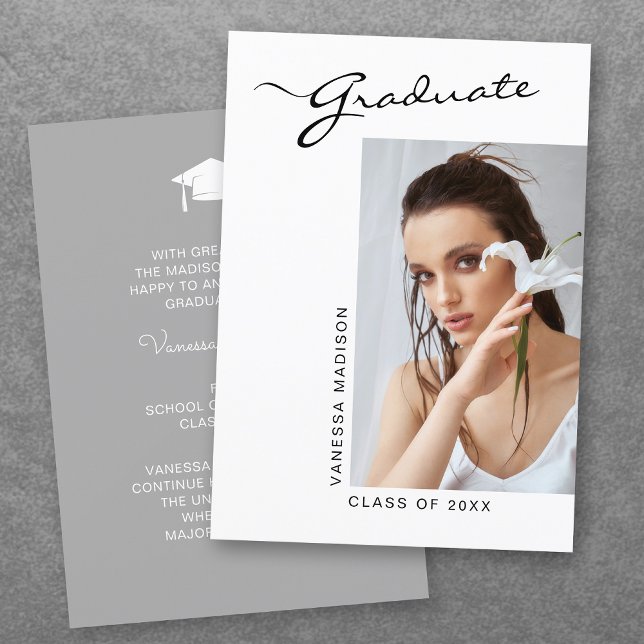 Modern Elegant Script Simple Photo | Graduation Announcement (Creator Uploaded)