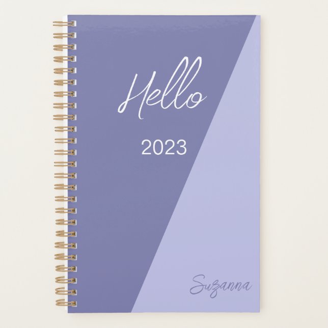 Modern Elegant Script Simple Purple Year Name  Planner (Front)
