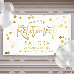 Modern Elegant Script StylishGold Happy Retirement Banner