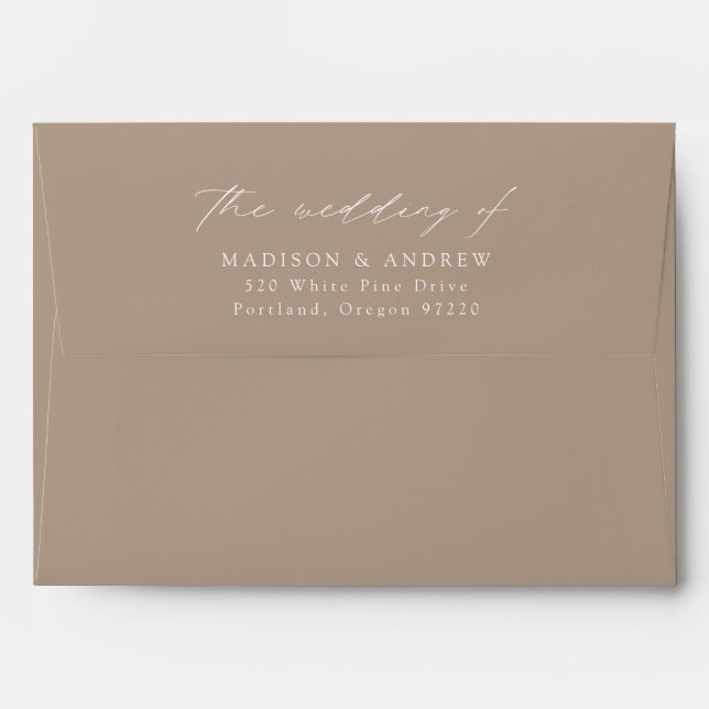 Modern Elegant Script Taupe Wedding Envelope (Back (Top Flap))