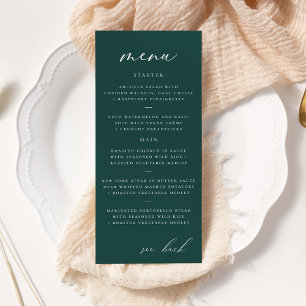 Modern Elegant Script Teal Wedding Menu