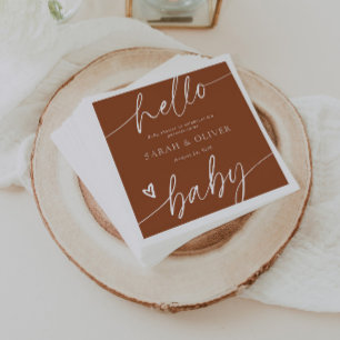Modern Elegant Script Terracotta Baby Shower Napkin