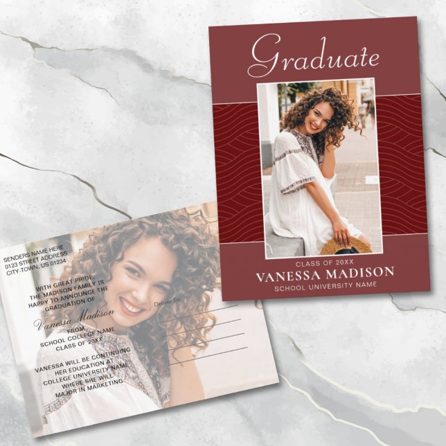 Modern | Elegant Script Terracotta Red 2 Photo Postcard (Creator Uploaded)