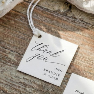 Modern Elegant Script Thank You Wedding Favour Tags
