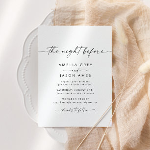 Modern Elegant Script The Night Before Invitation