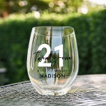 Modern Elegant Script Twenty One 21st Birthday Stemless Wine Glass<br><div class="desc">Modern Elegant Script 21st Birthday Wine Glass</div>