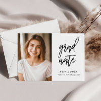Modern Elegant Script Two Photo Graduation Party