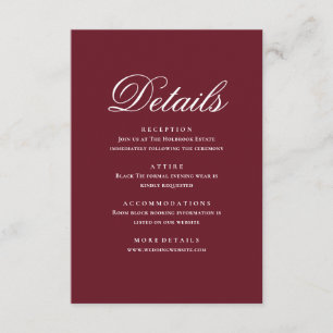 Modern Elegant Script Wedding Details Enclosure Card