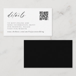 Modern Elegant Script Wedding Details Note Card