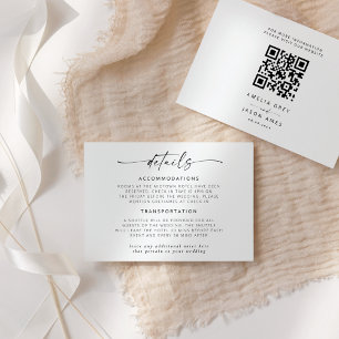 Modern Elegant Script Wedding Details Note Card