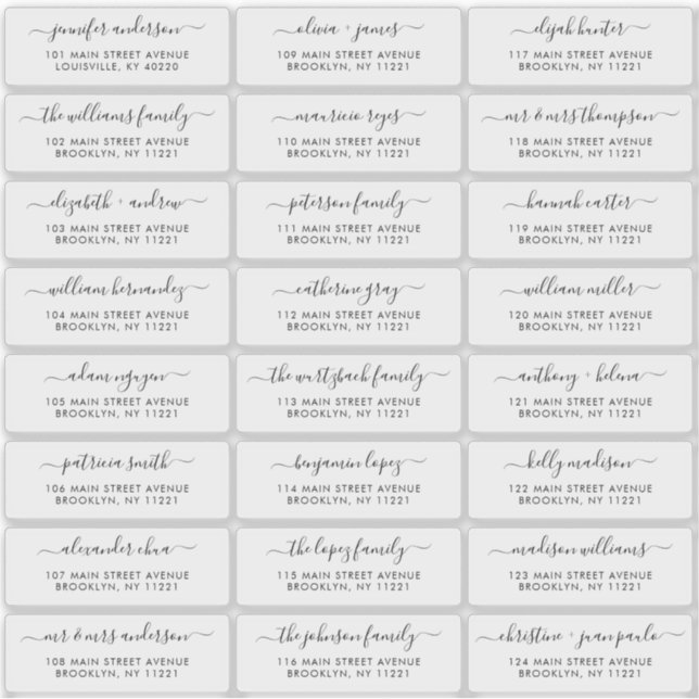 Modern Elegant Script Wedding Guest Address Label (Front)